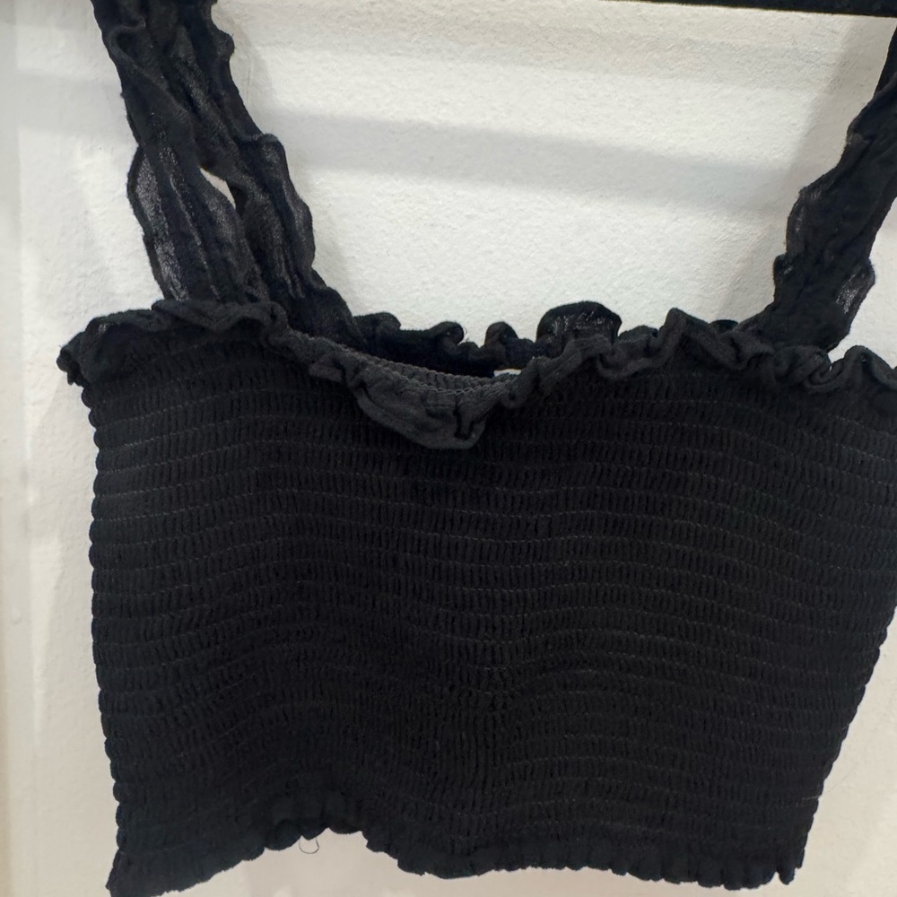 Reformation Black Ruffled Top - Picture 2 of 7